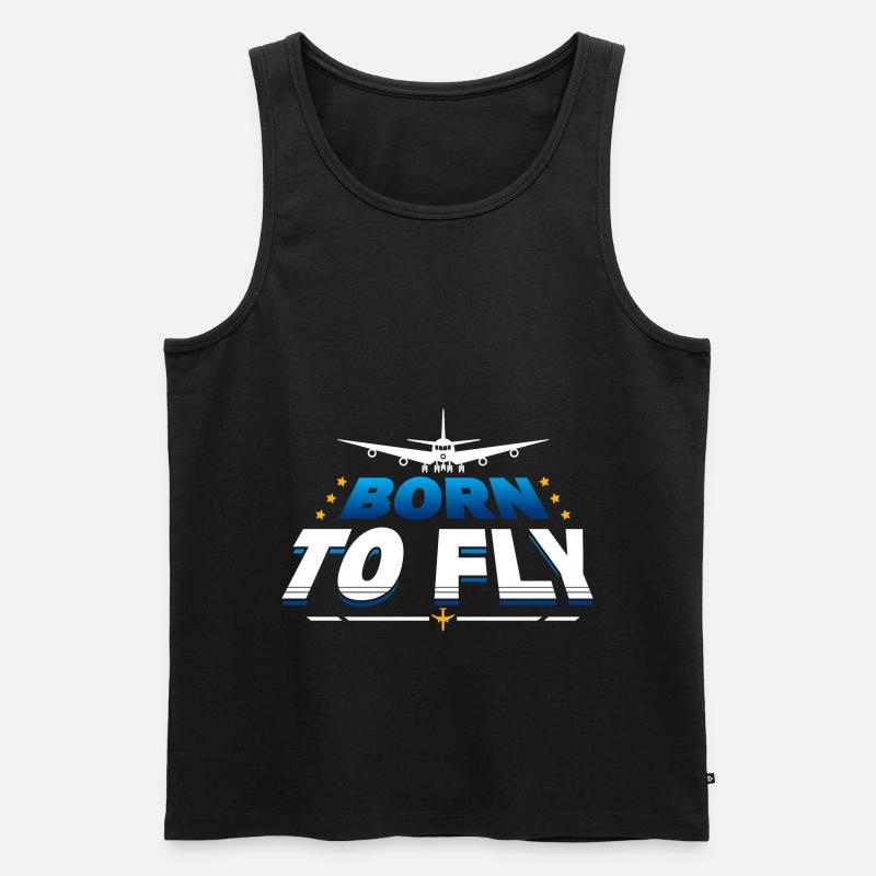 Born to Fly Flugzeug - Männer Premium Bio Tank Top - Schwarz