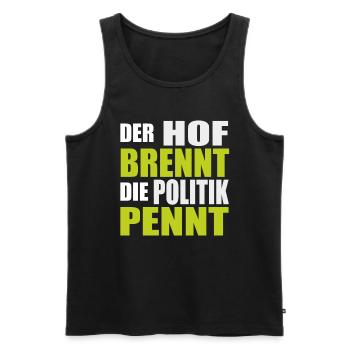 Der Hof Brennt Die Politik Pennt Landwirt Protest - Männer Premium Bio Tank Top - Schwarz - Vorne - Michal (187cm)