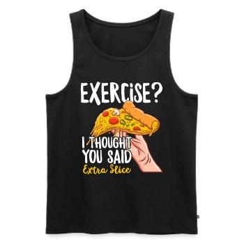 Funny Pizza Men Women Pizza Slice Fast Food - Men's Premium Organic Tank Top - black - Front - AI Model Male 178 light (178cm)