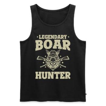 Vintage Boar Hunting Hog Pig Funny Legendary Boar - Men's Premium Organic Tank Top - black - Front - Michal (187cm)