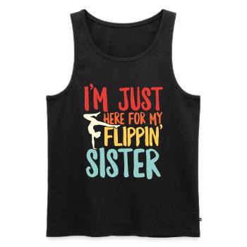 Retro Flipping Sister Cheer Brother Gymnast Funny - Débardeur bio Premium Homme - noir - Devant - AI Model Male 178 light (178cm)