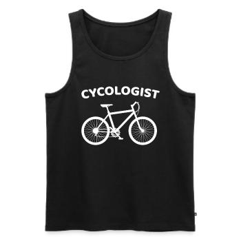 Cycologue Drôle de vélo de montagne Vélo de vélo - Débardeur bio Premium Homme - noir - Devant - Michal (187cm)