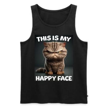 Funny Cats Shirt Grumpy - Men's Premium Organic Tank Top - black - Front - AI Model Male 178 light (178cm)