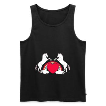 Herz Pferde Regenbogen Reiterin Reiter Kinder - Männer Premium Bio Tank Top - Schwarz - Vorne - AI Model Male 178 light (178cm)