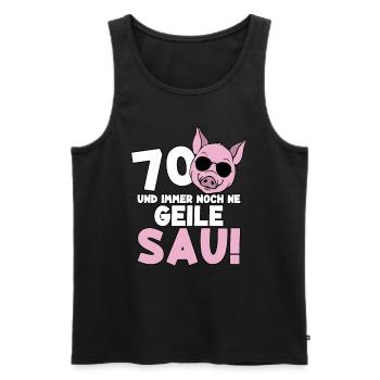 70 Jahre Geile Sau Birthday 70. Geburtstag - Männer Premium Bio Tank Top - Schwarz - Vorne - Michal (187cm)