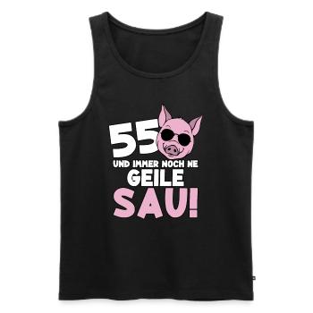 55 Jahre Geile Sau Birthday 55. Geburtstag - Männer Premium Bio Tank Top - Schwarz - Vorne - Michal (187cm)