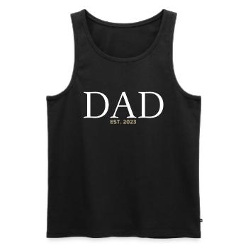 Papa 2023 Papa en devenir-fête des pères Papa - Débardeur bio Premium Homme - noir - Devant - AI Model Male 178 light (178cm)