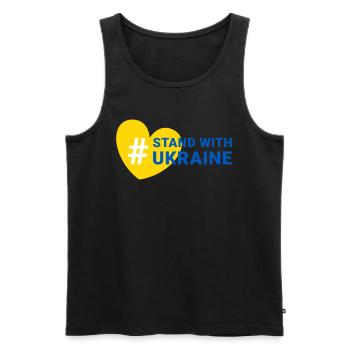 Soutenez l’Ukraine, la paix et non la guerre - Débardeur bio Premium Homme - noir - Devant - Michal (187cm)
