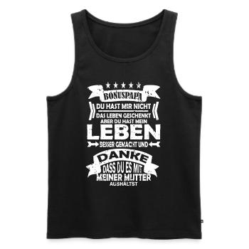Papa mit Bonus Bester Bonusvater Stiefvater - Männer Premium Bio Tank Top - Schwarz - Vorne - Michal (187cm)