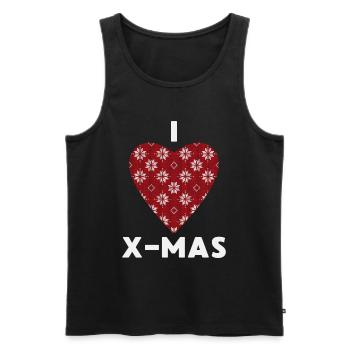 I Love X-Mas Weihnachten Gestricktes Herz - Männer Premium Bio Tank Top - Schwarz - Vorne - Michal (187cm)