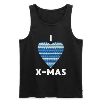 I Love X-Mas Weihnachten Gestricktes Herz - Männer Premium Bio Tank Top - Schwarz - Vorne - Michal (187cm)