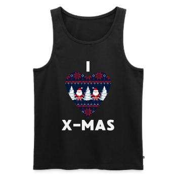 I Love X-Mas Weihnachten Gestricktes Herz - Männer Premium Bio Tank Top - Schwarz - Vorne - Michal (187cm)