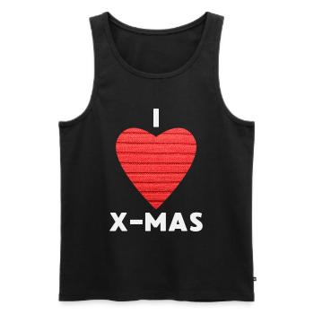 I Love X-Mas Weihnachten Gestricktes Herz - Männer Premium Bio Tank Top - Schwarz - Vorne - Michal (187cm)
