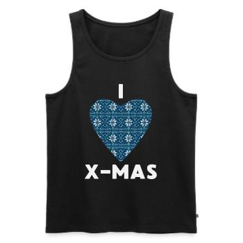 I Love X-Mas Weihnachten Gestricktes Herz - Männer Premium Bio Tank Top - Schwarz - Vorne - Michal (187cm)
