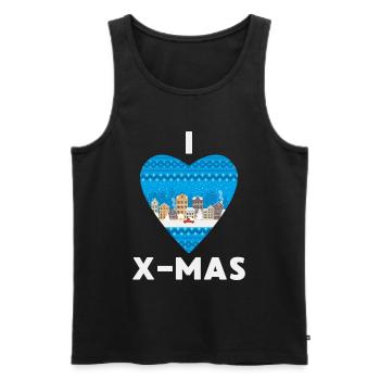 I Love X-Mas Weihnachten Gestricktes Herz - Männer Premium Bio Tank Top - Schwarz - Vorne - Michal (187cm)