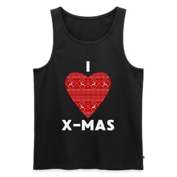 I Love X-Mas Weihnachten Gestricktes Herz - Männer Premium Bio Tank Top - Schwarz - Vorne - Michal (187cm)