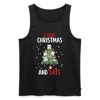 J’aime Noël et Chats Chat Noël - Débardeur bio Premium Homme - noir - Devant - AI Model Male 178 light (178cm)