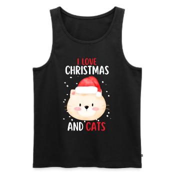 J’aime Noël et Chats Chat Noël - Débardeur bio Premium Homme - noir - Devant - AI Model Male 178 light (178cm)