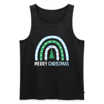 Weihnachten Regenbogen Frohe Weihnachten - Männer Premium Bio Tank Top - Schwarz - Vorne - AI Model Male 178 light (178cm)
