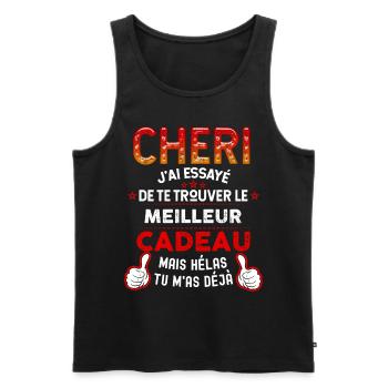Chéri Je Suis Ton Précieux Cadeau Unique - Débardeur bio Premium Homme - noir - Devant - AI Model Male 178 light (178cm)
