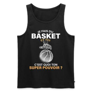Basket et Super pouvoirs humour basketball homme - Débardeur bio Premium Homme - noir - Devant - Michal (187cm)