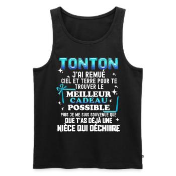Tonton Cadeau Humour Nièce Message Drôle Famille - Débardeur bio Premium Homme - noir - Devant - Michal (187cm)