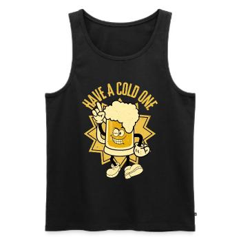 Retro Funny Beer - Men's Premium Organic Tank Top - black - Front - AI Model Male 178 light (178cm)