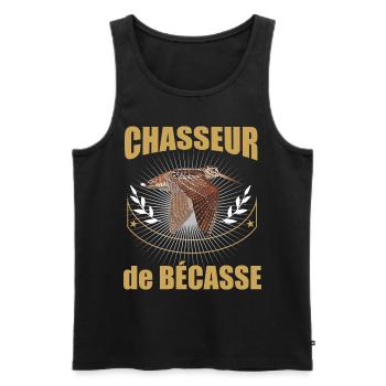 Chasseur de bécasse Citation Pour Homme Chasseur - Débardeur bio Premium Homme - noir - Devant - AI Model Male 178 light (178cm)