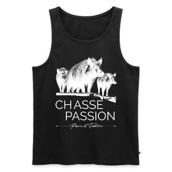 Chasse Aux Sangliers Passion Cadeau Homme Chasseur - Débardeur bio Premium Homme - noir - Devant - Michal (187cm)