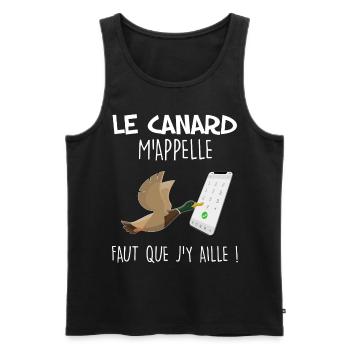 J'entends La Chasse Au Canard M'appeler - Débardeur bio Premium Homme - noir - Devant - Michal (187cm)