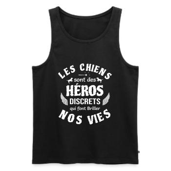 Les chiens, des héros qui font briller nos vies - Débardeur bio Premium Homme - noir - Devant - AI Model Male 178 light (178cm)