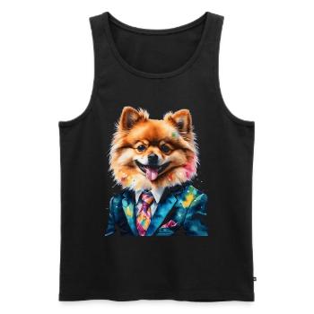 Costume de Poméranie de Poméranie Chien Imprimé coloré - Débardeur bio Premium Homme - noir - Devant - Michal (187cm)