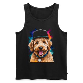 Goldendoodle Snapback Cap Dog Animal Design Print - Men's Premium Organic Tank Top - black - Front - AI Model Male 178 light (178cm)