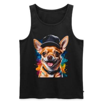 Chihuahua Snapback Cap Chien Drôle Design Print - Débardeur bio Premium Homme - noir - Devant - Michal (187cm)