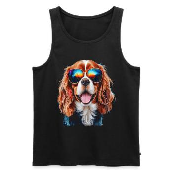 Lunettes de soleil Cavalier King Charles Spaniel Chien - Débardeur bio Premium Homme - noir - Devant - Michal (187cm)