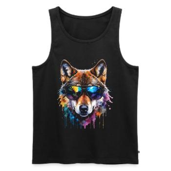 Wolf Sunglasses Colorful Animal Design Print - Men's Premium Organic Tank Top - black - Front - Michal (187cm)