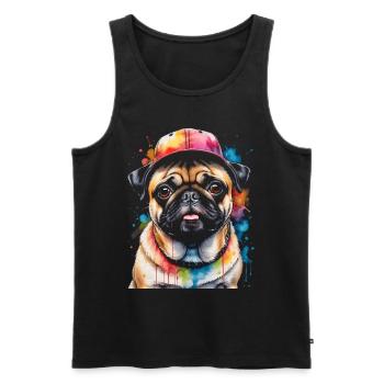 Carlin Snapback Cap Chien Coloré Drôle Design Imprimer - Débardeur bio Premium Homme - noir - Devant - Michal (187cm)