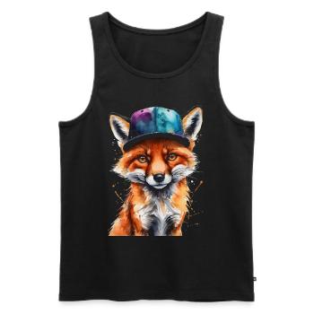 Casquette Fox Snapback Cool Animal Design Print - Débardeur bio Premium Homme - noir - Devant - Michal (187cm)
