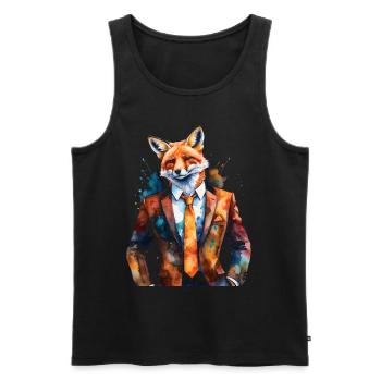 Costume de renard imprimé animalier coloré - Débardeur bio Premium Homme - noir - Devant - Michal (187cm)
