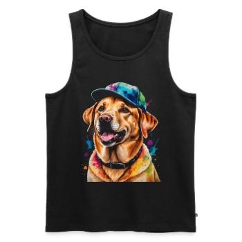 Labrador Retriever Snapback Cap Dog Design Print - Débardeur bio Premium Homme - noir - Devant - Michal (187cm)