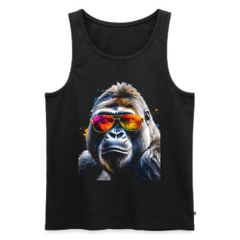 Lunettes de soleil Gorilla Monkey Colorful Animal Design Print - Débardeur bio Premium Homme - noir - Devant - Michal (187cm)