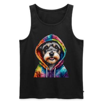 Zwergschnauzer Hoodie Hund Lustig Tier Print - Männer Premium Bio Tank Top - Schwarz - Vorne - AI Model Male 178 light (178cm)