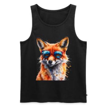 Fuchs Sonnenbrille Bunt Tier Design Print - Männer Premium Bio Tank Top - Schwarz - Vorne - Michal (187cm)