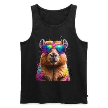 Lunettes de soleil Capybara Capy Colorful Animal Design Print - Débardeur bio Premium Homme - noir - Devant - Michal (187cm)