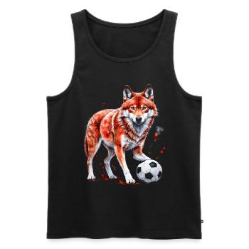 Wolf Football Colorful Serbia Srbija Animal Design Print - Men's Premium Organic Tank Top - black - Front - AI Model Male 178 light (178cm)
