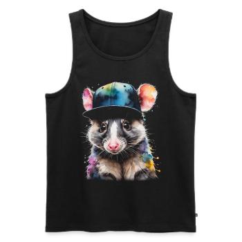 Opossum Snapback Cap Cool Tier Design Print - Men's Premium Organic Tank Top - black - Front - Michal (187cm)