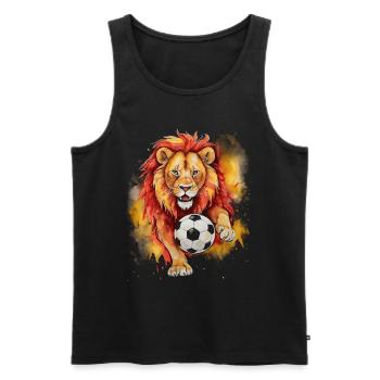 Lion Football Coloré Espagne Animal Design Imprimer - Débardeur bio Premium Homme - noir - Devant - Michal (187cm)