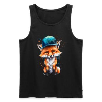 Casquette Fox Snapback Cool Animal Design Print - Débardeur bio Premium Homme - noir - Devant - Michal (187cm)