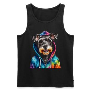 Zwergschnauzer Hoodie Hund Lustig Tier Print - Männer Premium Bio Tank Top - Schwarz - Vorne - AI Model Male 178 light (178cm)