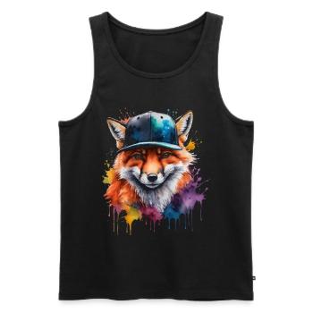 Casquette Fox Snapback Cool Animal Design Print - Débardeur bio Premium Homme - noir - Devant - Michal (187cm)